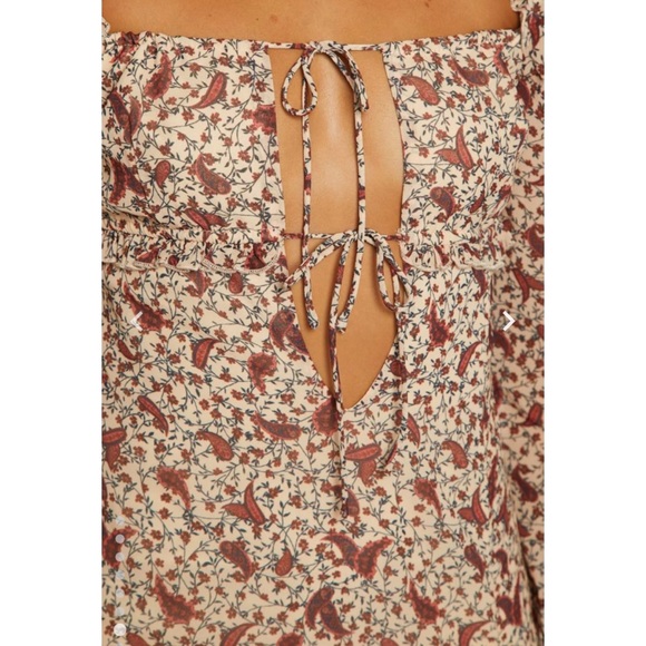 Marea Cream Paisley Print Long Sleeve Maxi Dress - Picture 3 of 4